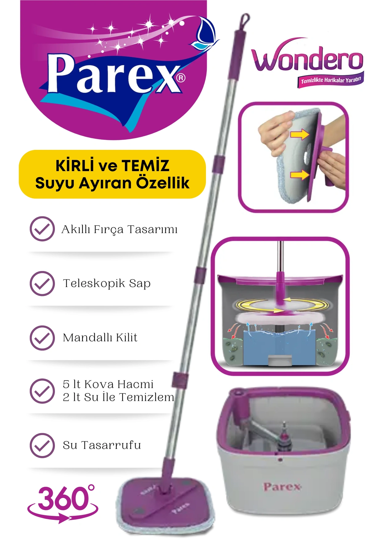 Wondero Temiz Su ile Kirli Suyu Ayıran Otomatik Temizlik Seti