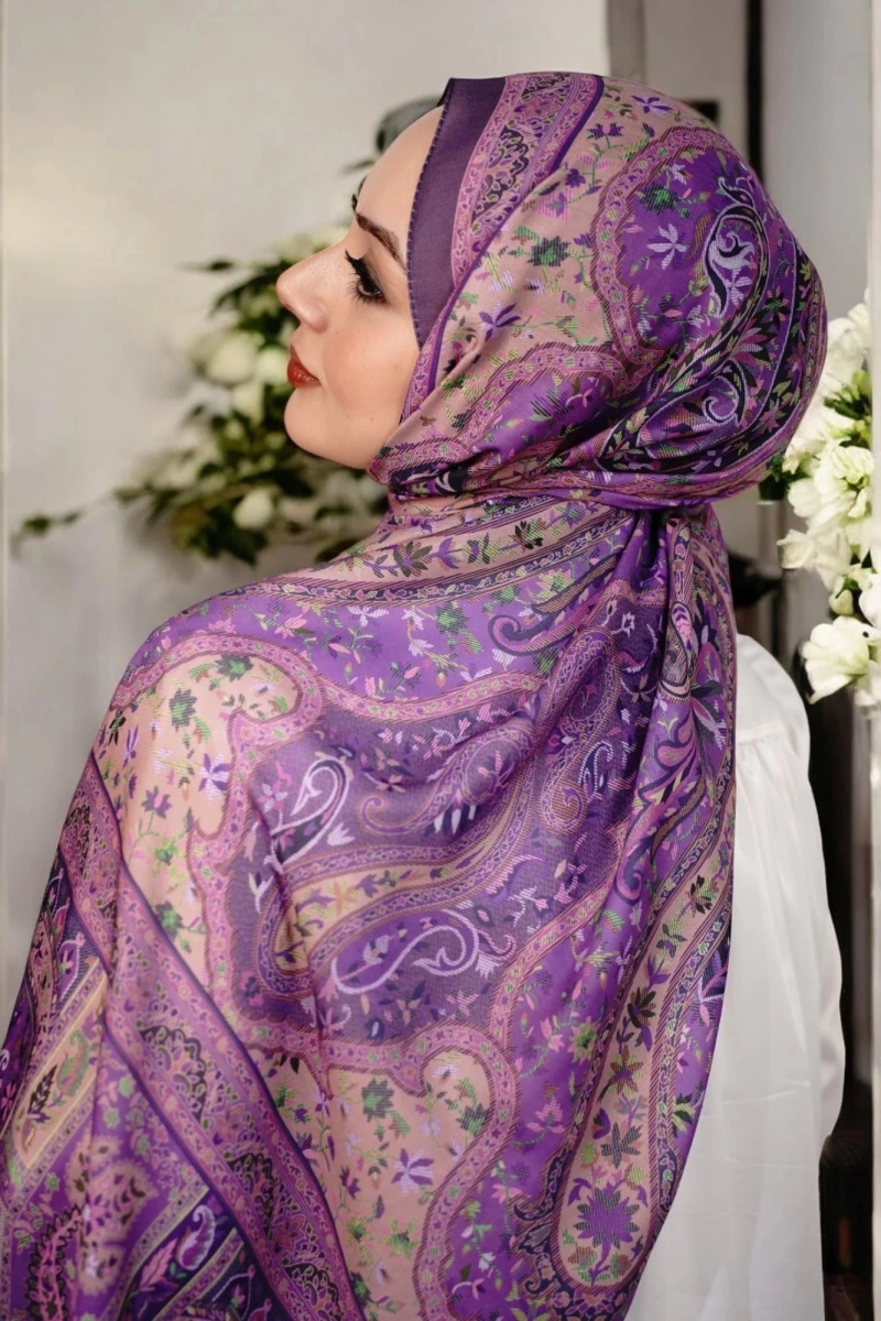 Kapadokya Model Retro Şal - Mor Eflatun