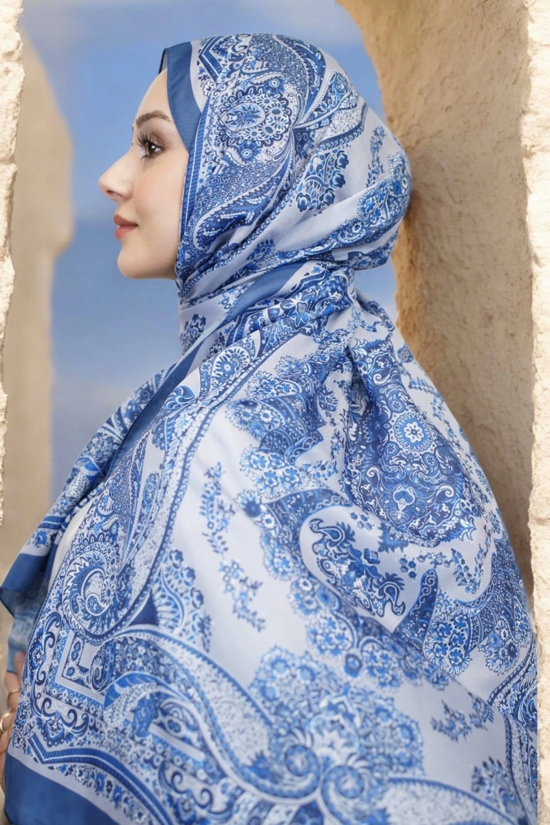 Ürgüp Model Retro Şal - Açık Mavi