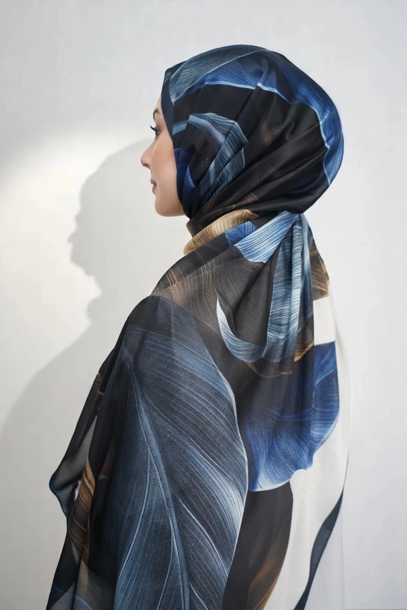 Esinti Model Retro Desen Retro Şal - Lacivert