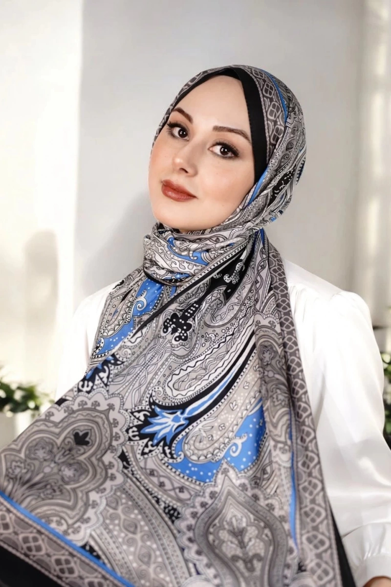 Ürdün Model Retro Şal - Siyah Mavi