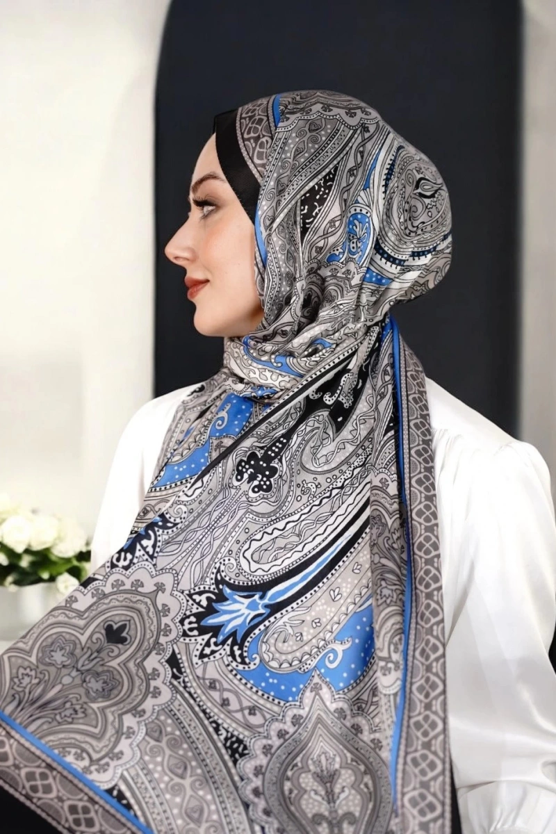 Ürdün Model Retro Şal - Siyah Mavi