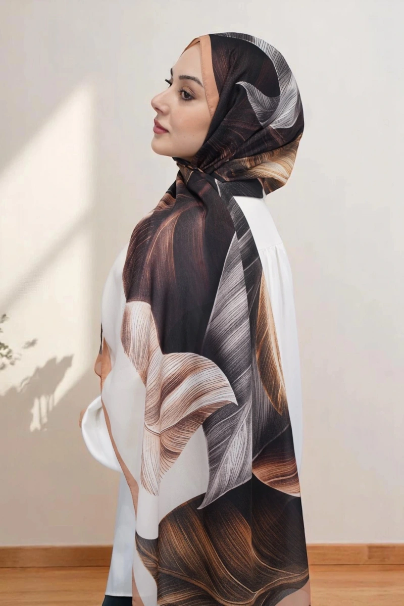 Esinti Model Retro Desen Retro Şal - Somon