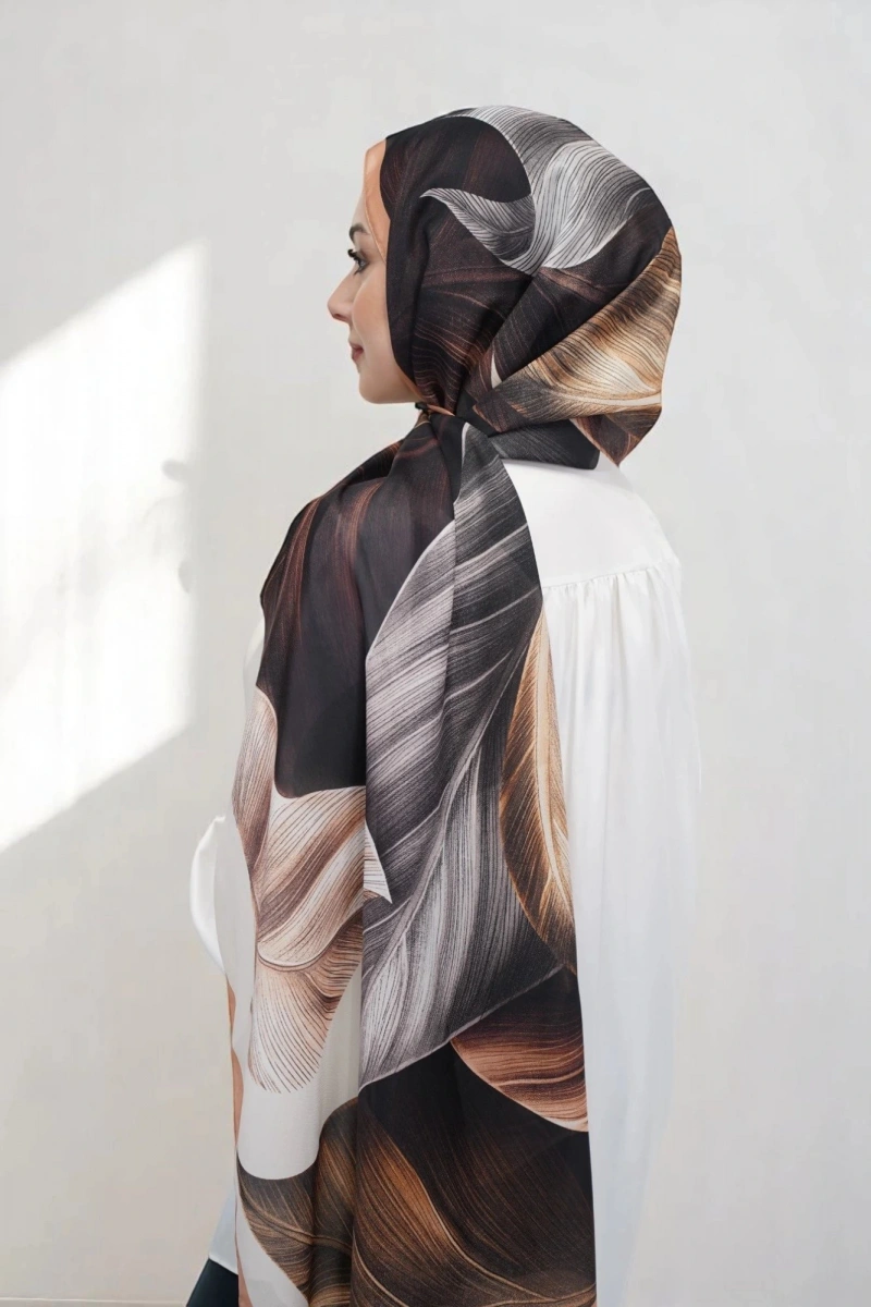 Esinti Model Retro Desen Retro Şal - Somon