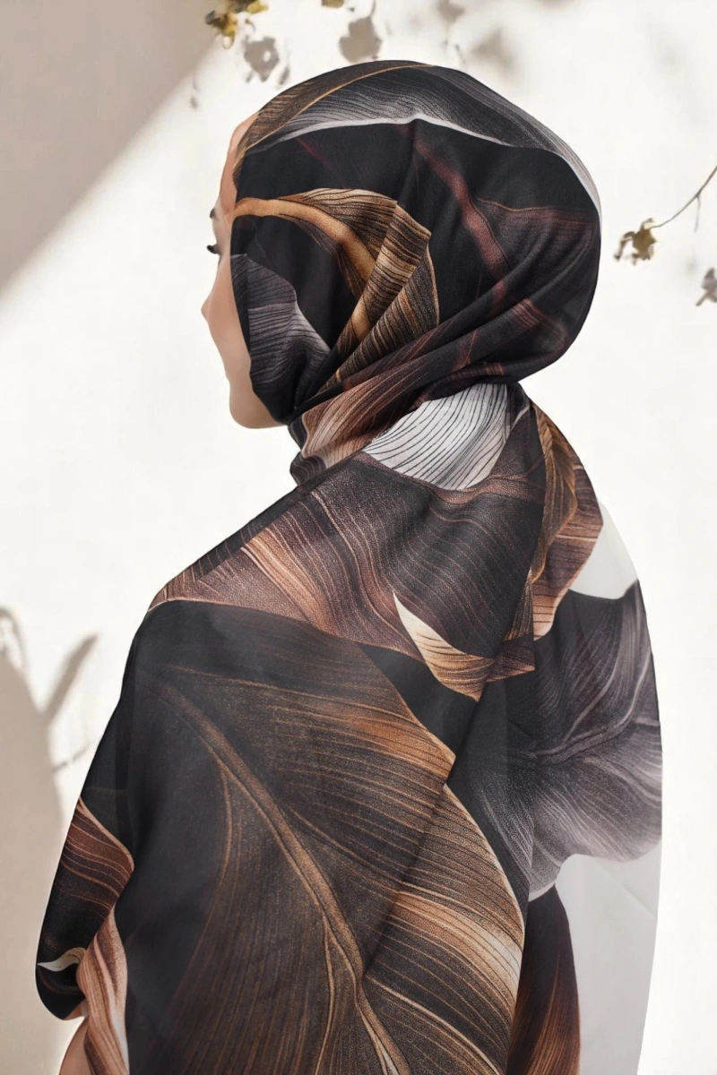 Esinti Model Retro Desen Retro Şal - Somon