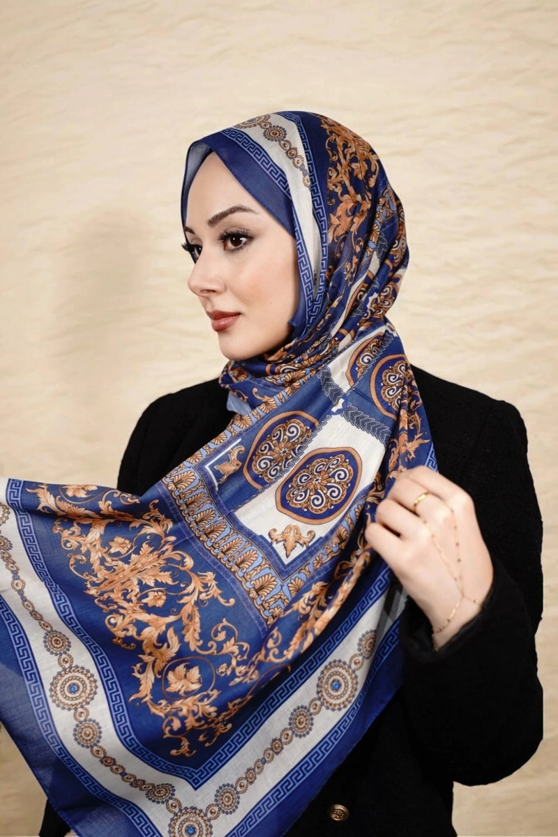 Beyrut Model Retro Şal - Lacivert