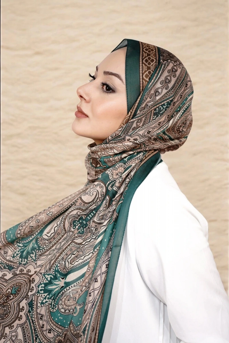 Ürdün Model Retro Şal - Petrol Yeşili