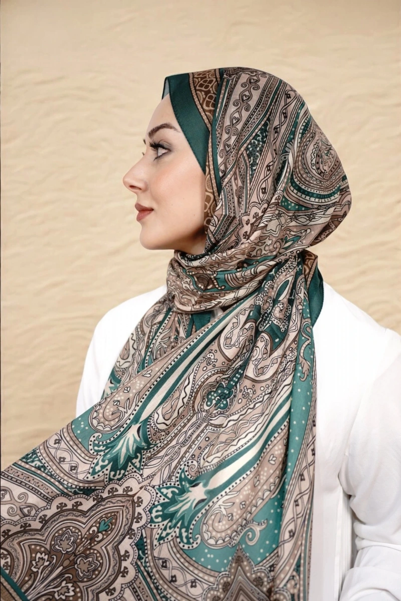 Ürdün Model Retro Şal - Petrol Yeşili