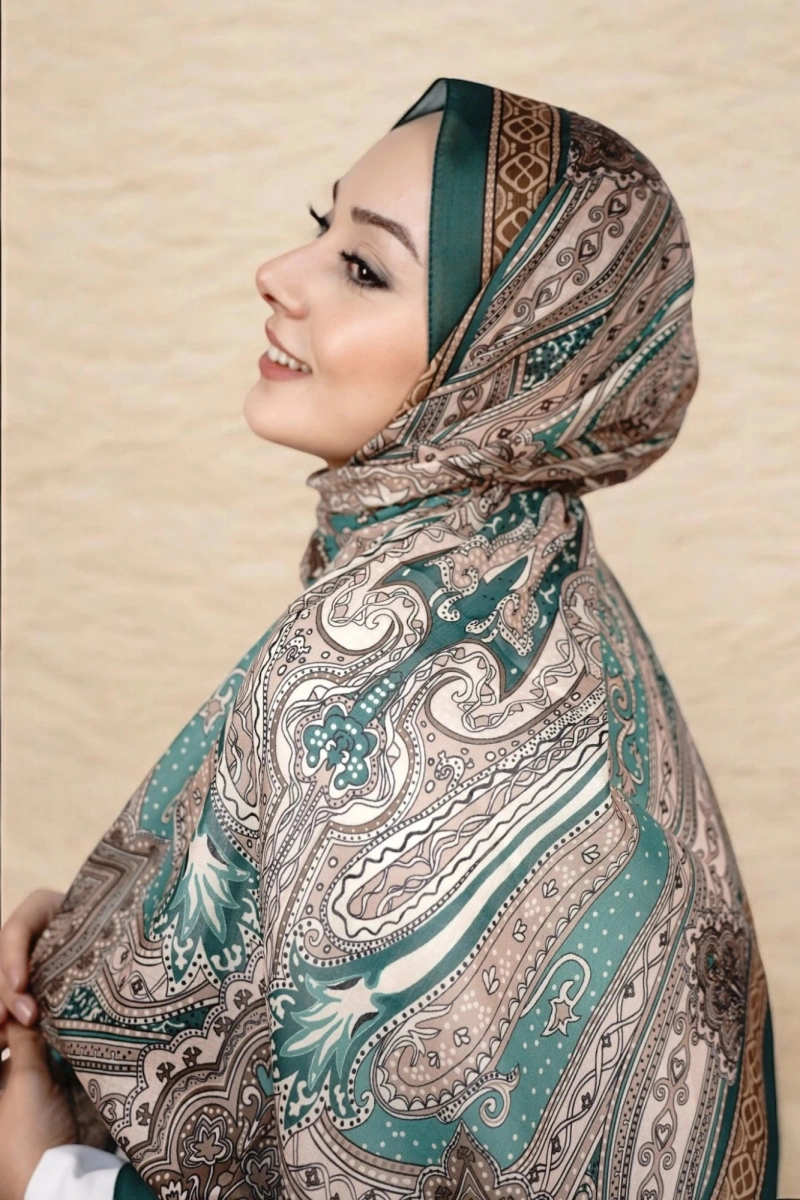 Ürdün Model Retro Şal - Petrol Yeşili