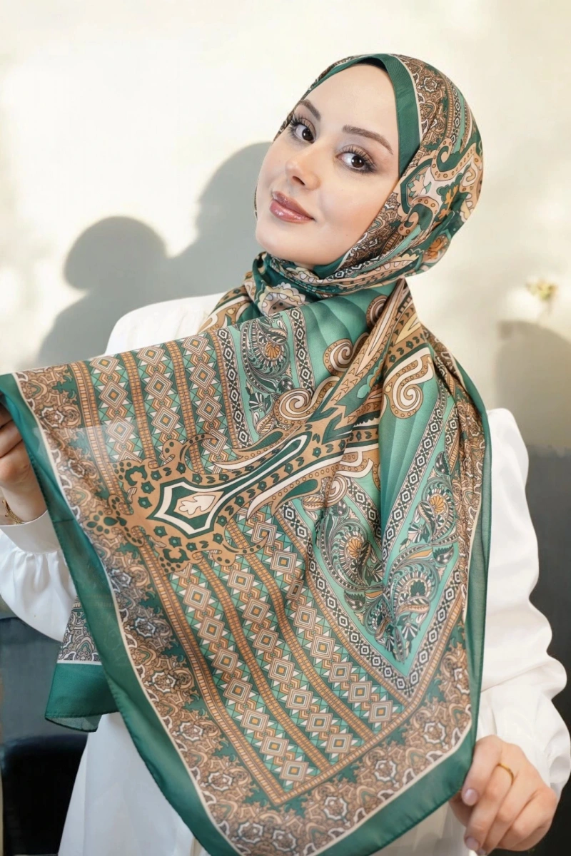 Delhi Model Retro Şal yeşil