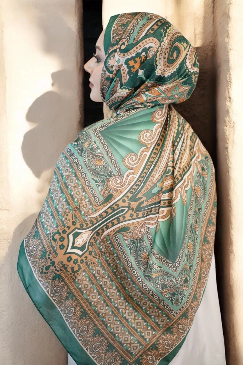 Delhi Model Retro Şal yeşil