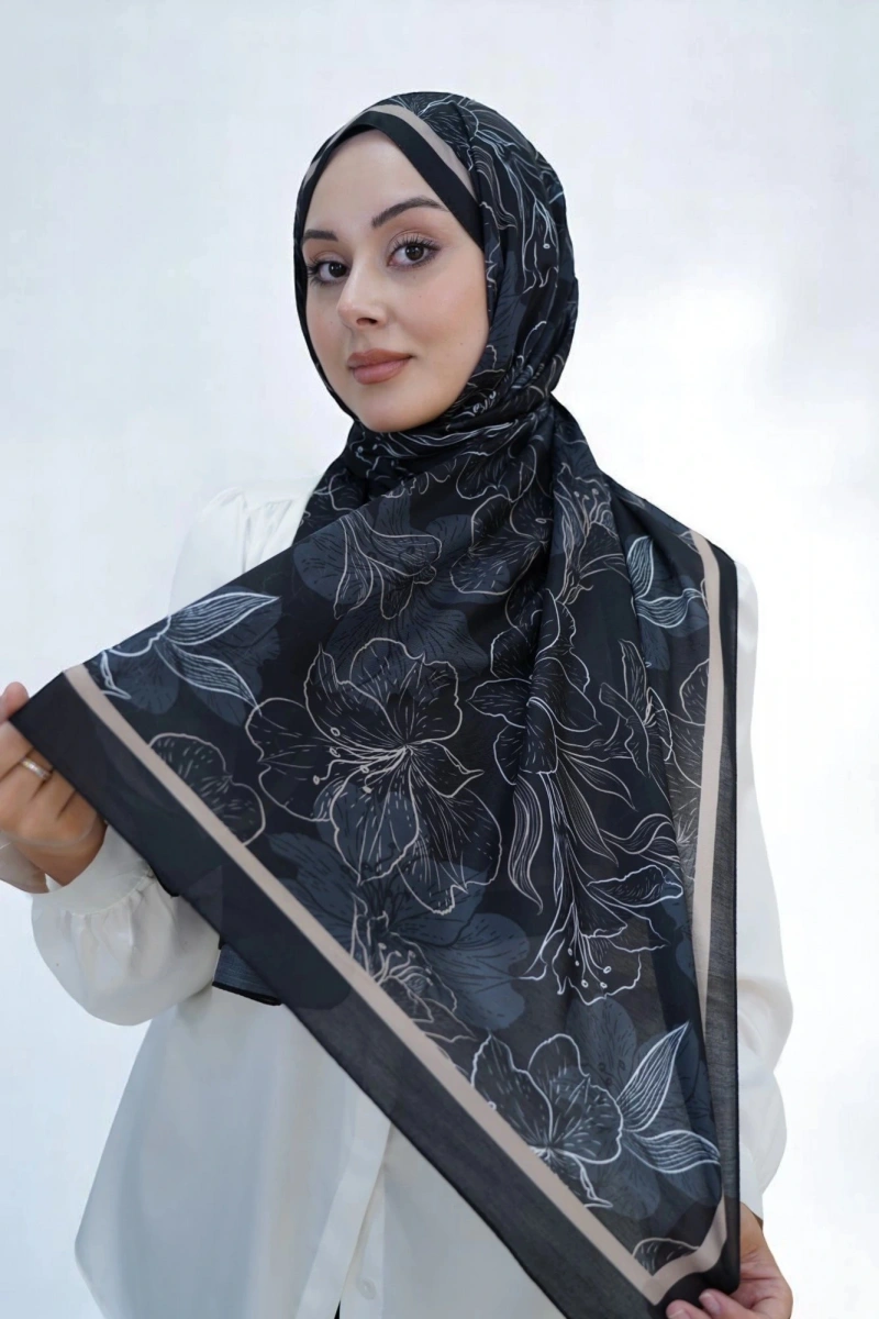 Zambak Model Retro Desen Retro Şal - 13