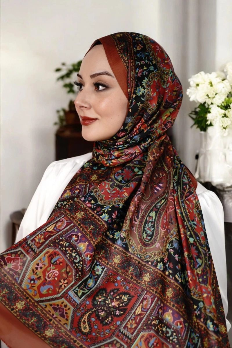 Kapadokya Model Retro Şal - Kiremit Kırmızı