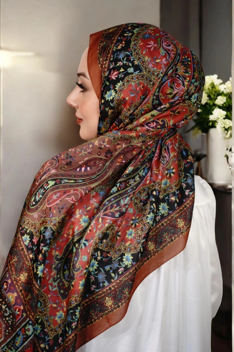 Kapadokya Model Retro Şal - Kiremit Kırmızı