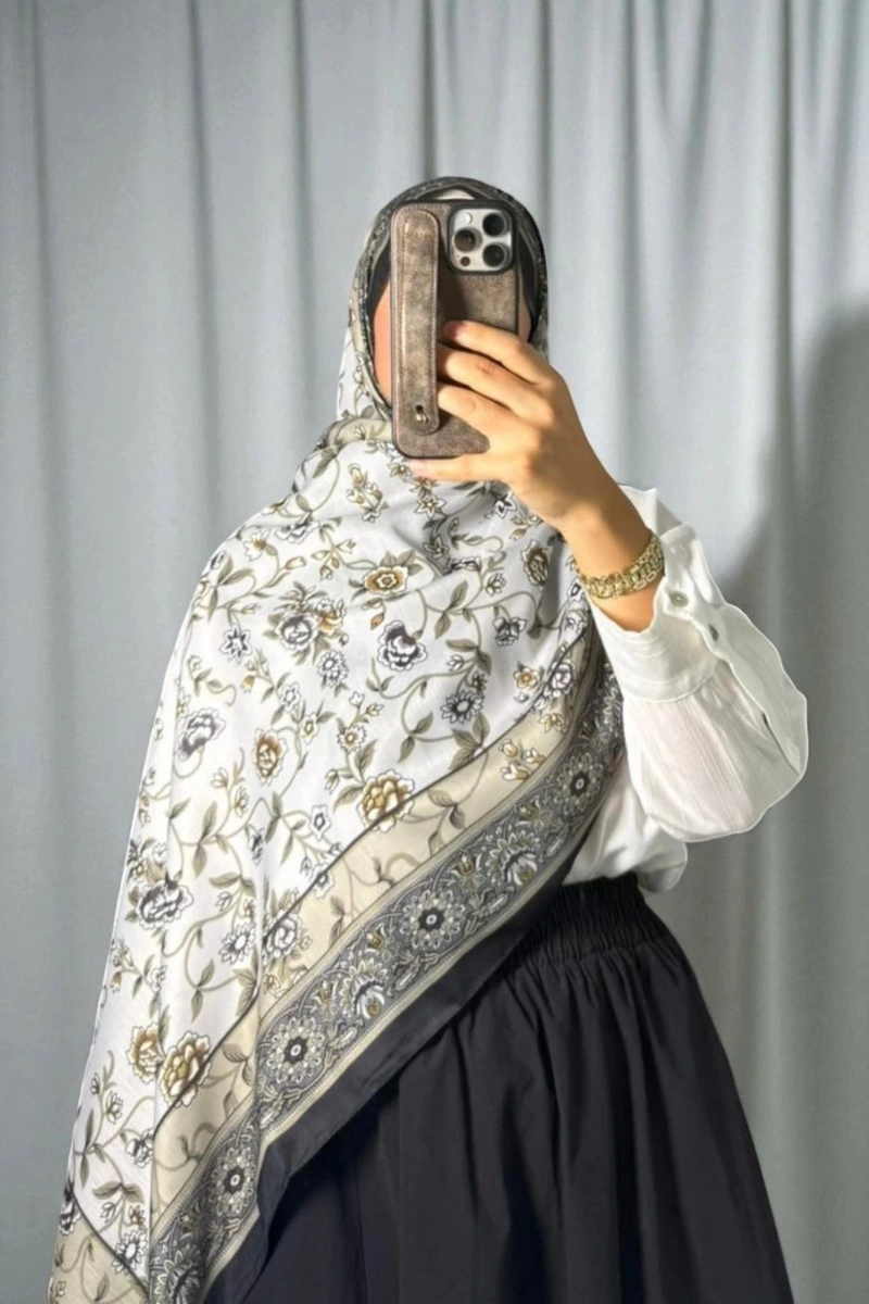 Flower Model Retro Desen Şal - 11