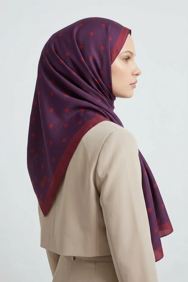 Puantiyeli Model Retro Desen Şal - 1