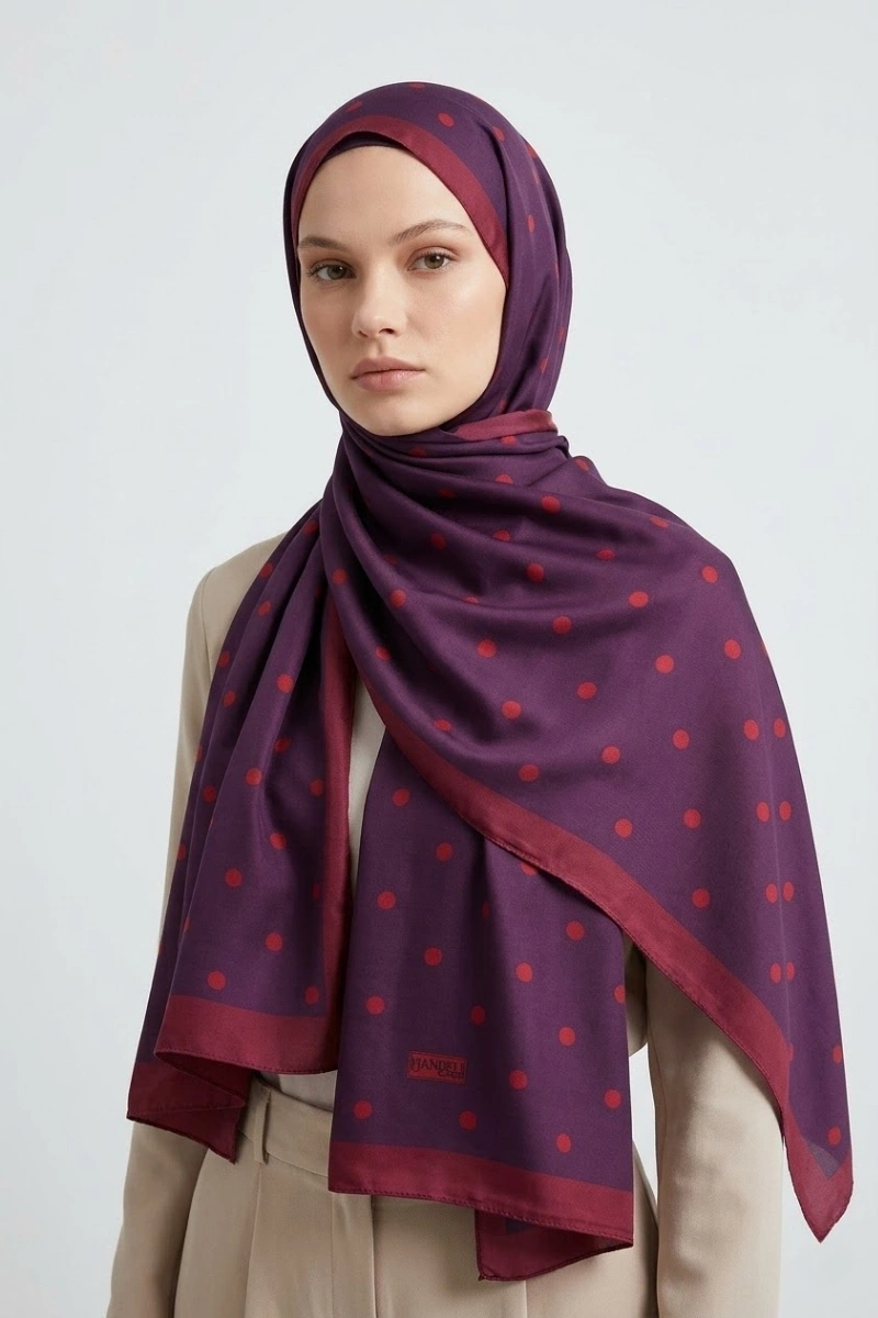 Puantiyeli Model Retro Desen Şal - 1