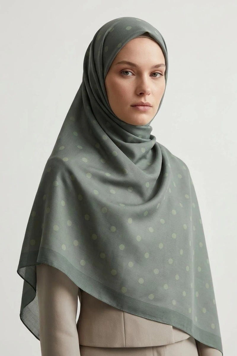 Puantiyeli Model Retro Desen Şal - 3