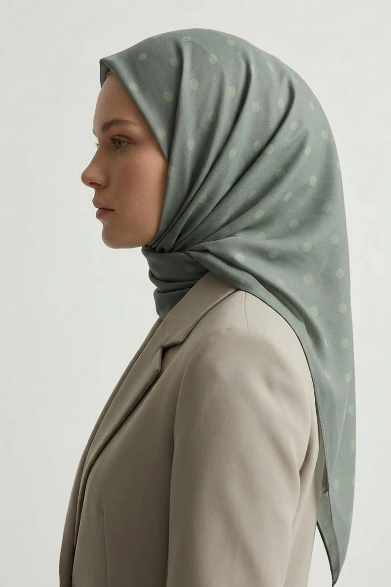 Puantiyeli Model Retro Desen Şal - 3