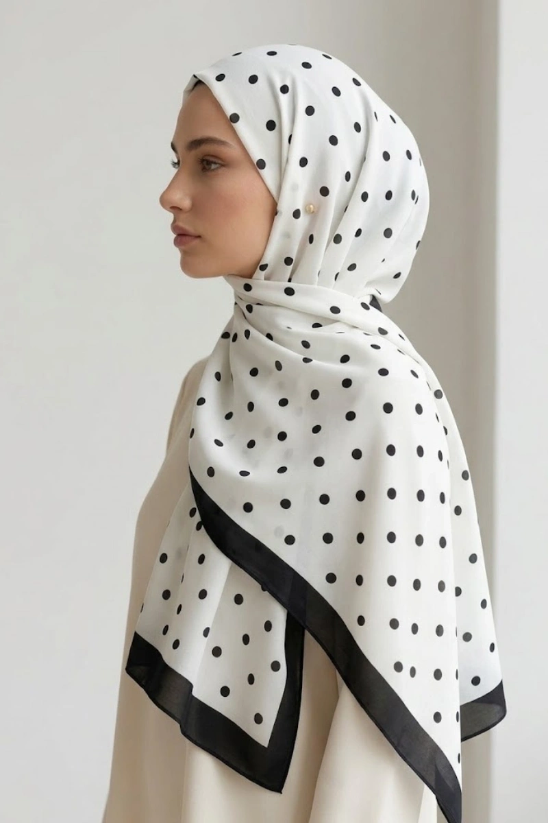 Puantiyeli Model Retro Desen Şal - 4