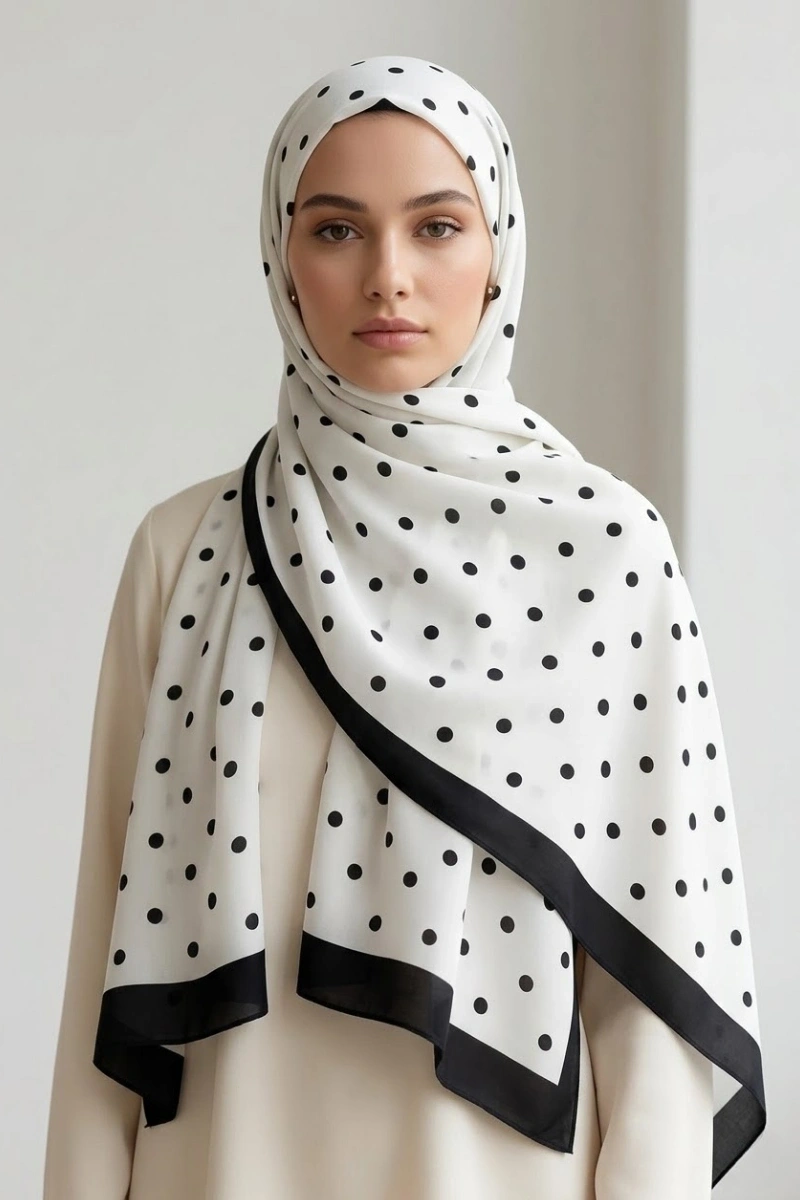 Puantiyeli Model Retro Desen Şal - 4