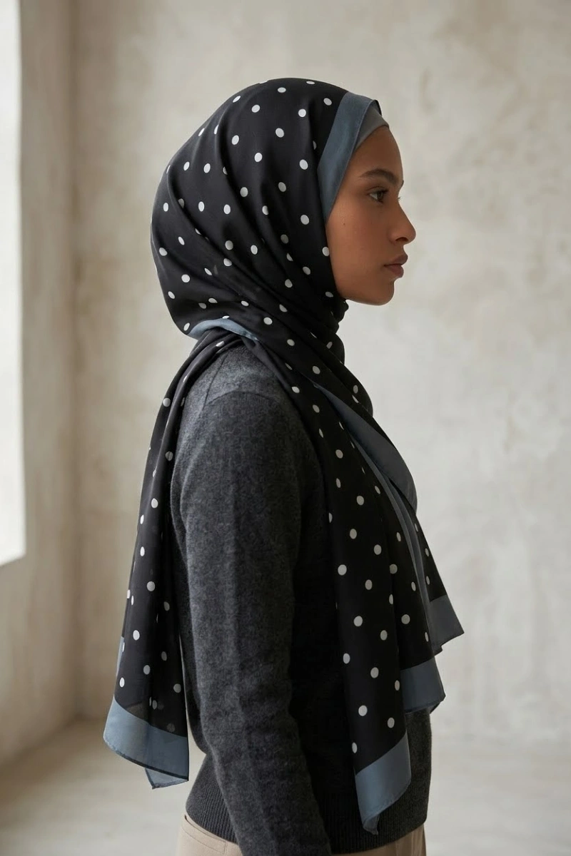 Puantiyeli Model Retro Desen Şal - 6