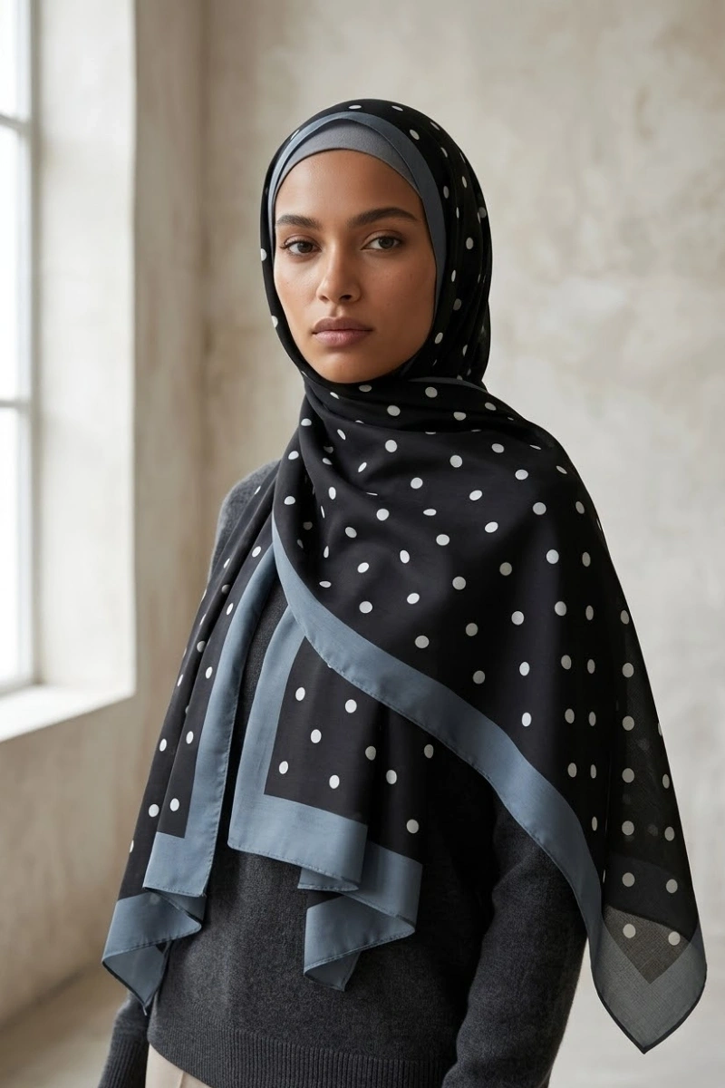 Puantiyeli Model Retro Desen Şal - 6