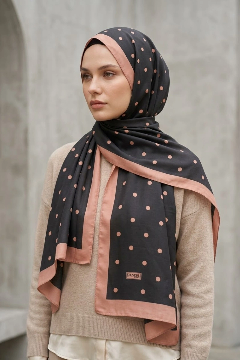 Puantiyeli Model Retro Desen Şal - 7