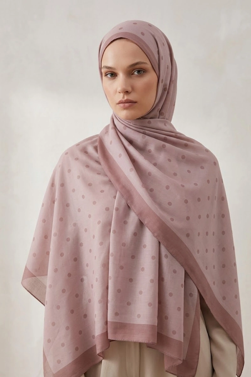 Puantiyeli Model Retro Desen Şal - 8