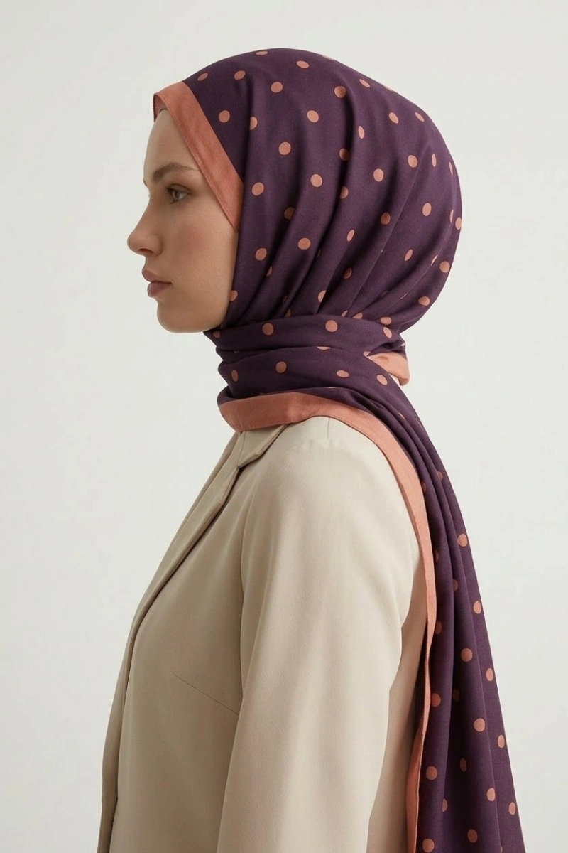 Puantiyeli Model Retro Desen Şal - 9