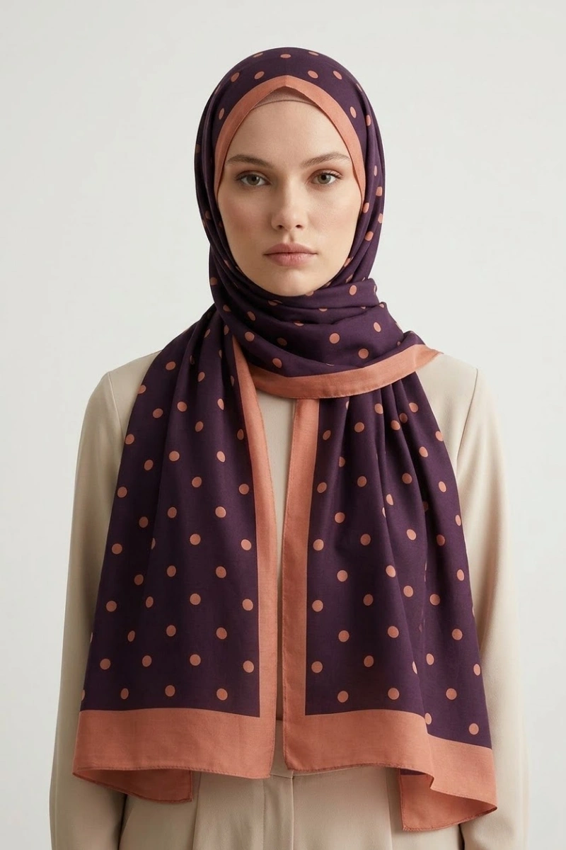 Puantiyeli Model Retro Desen Şal - 9