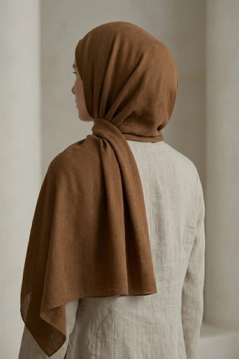 Organik İpek Pamuk Jakar Şal Karo Desen - 7