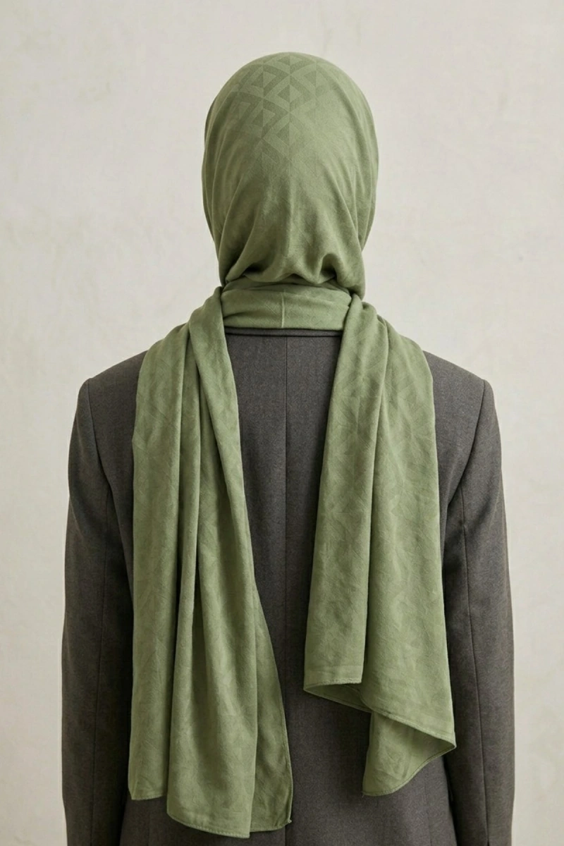 Organik İpek Pamuk Jakar Şal Karo Desen - 8