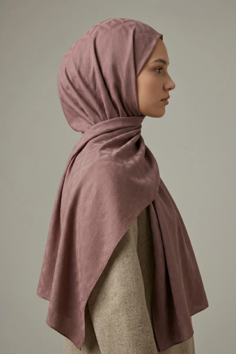 Organik İpek Pamuk Jakar Şal Karo Desen - 9