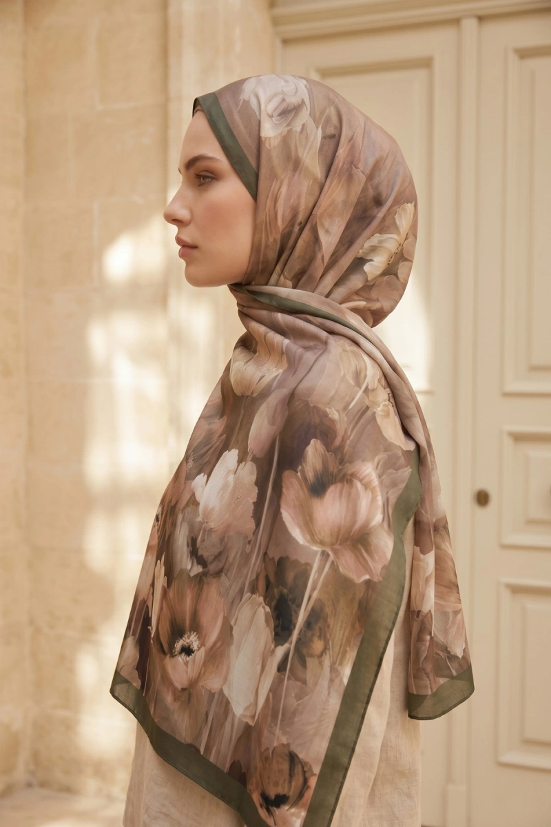 Spring Model Retro Desen Şal Lale - 1