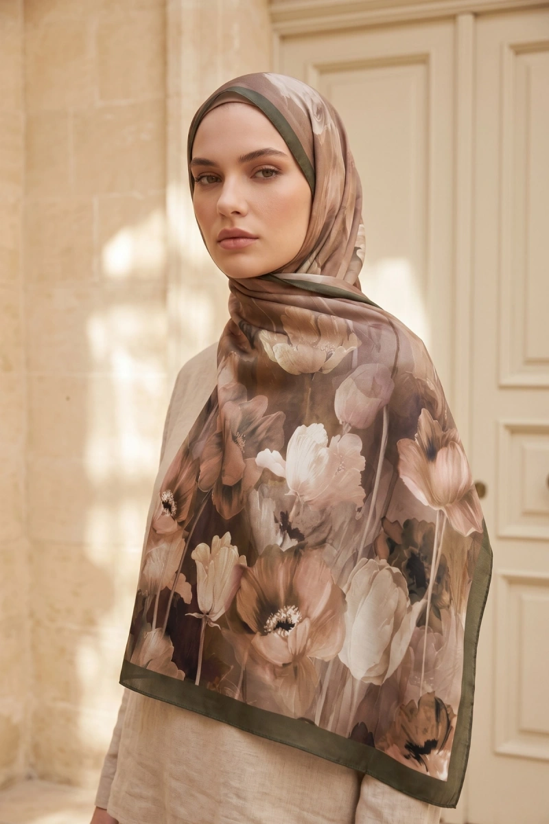 Spring Model Retro Desen Şal Lale - 1