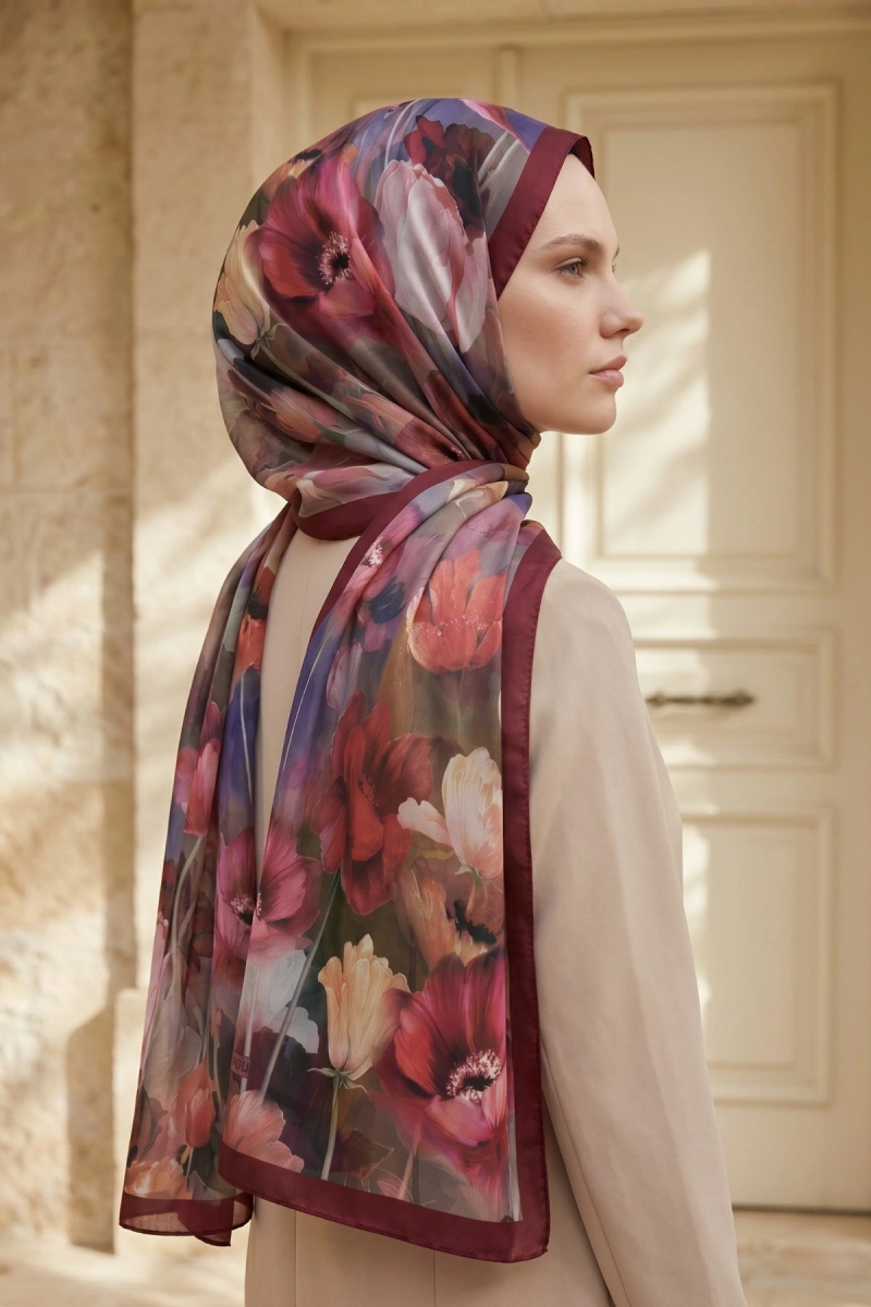 Spring Model Retro Desen Şal Lale - 11