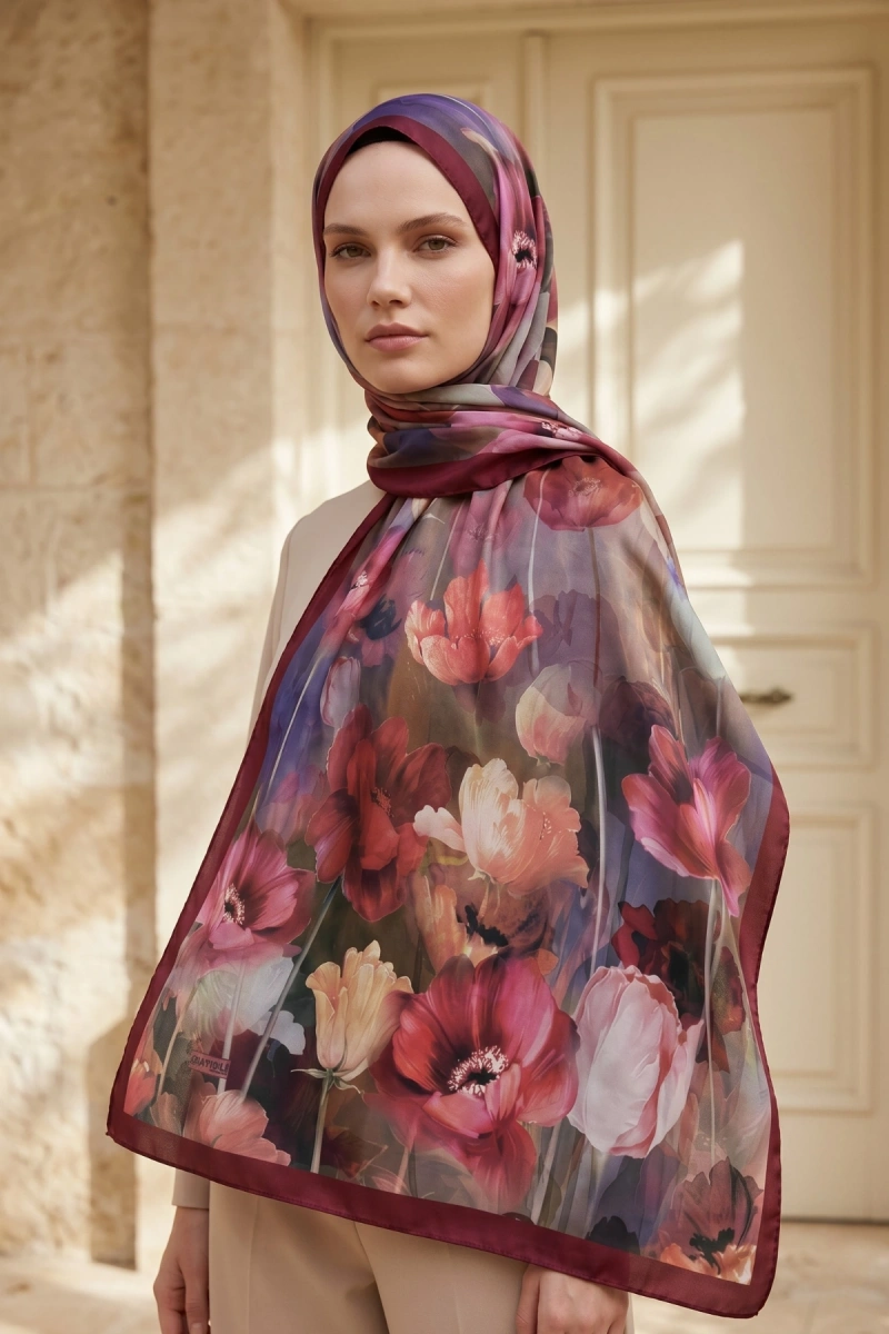 Spring Model Retro Desen Şal Lale - 11