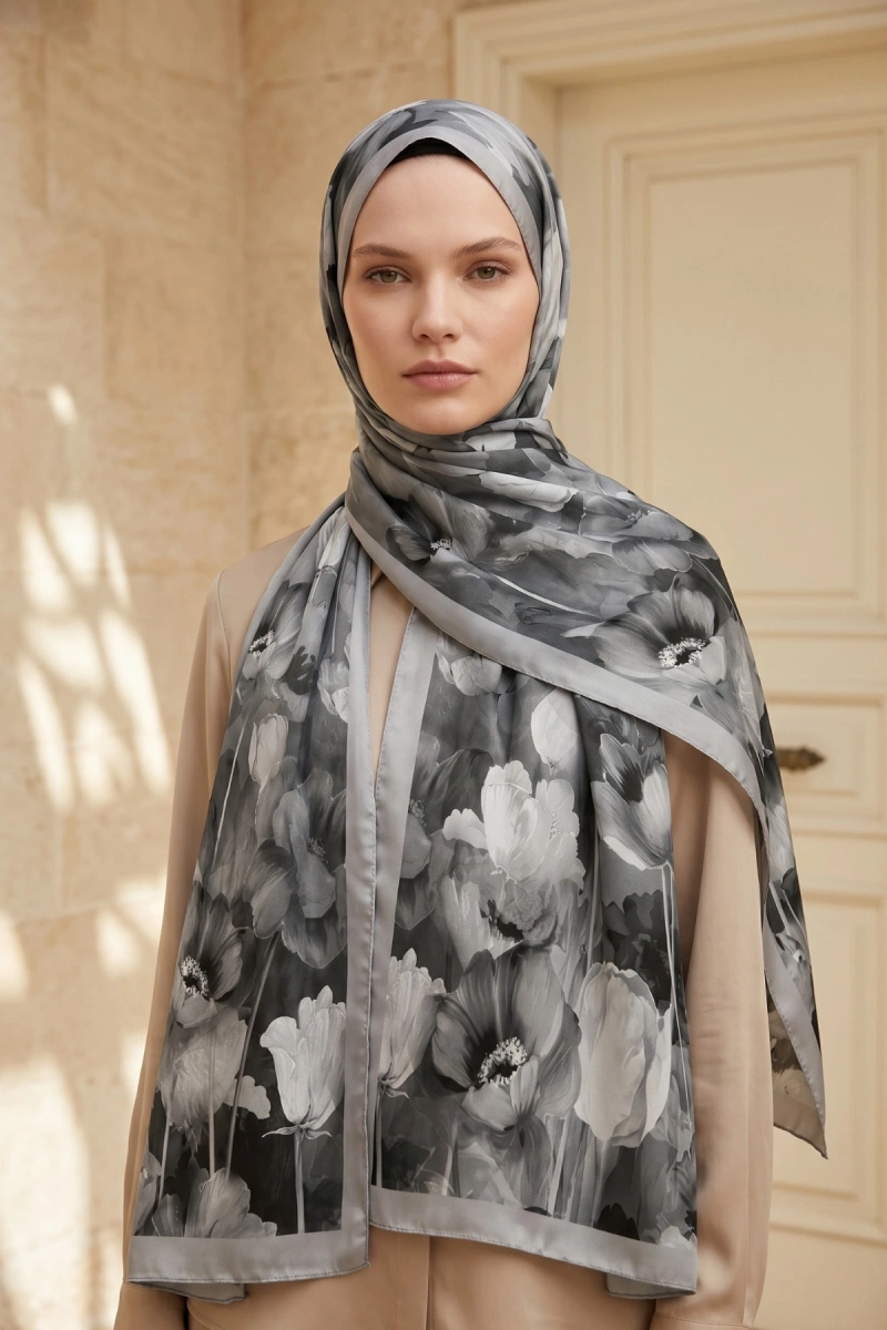 Spring Model Retro Desen Şal Lale - 12