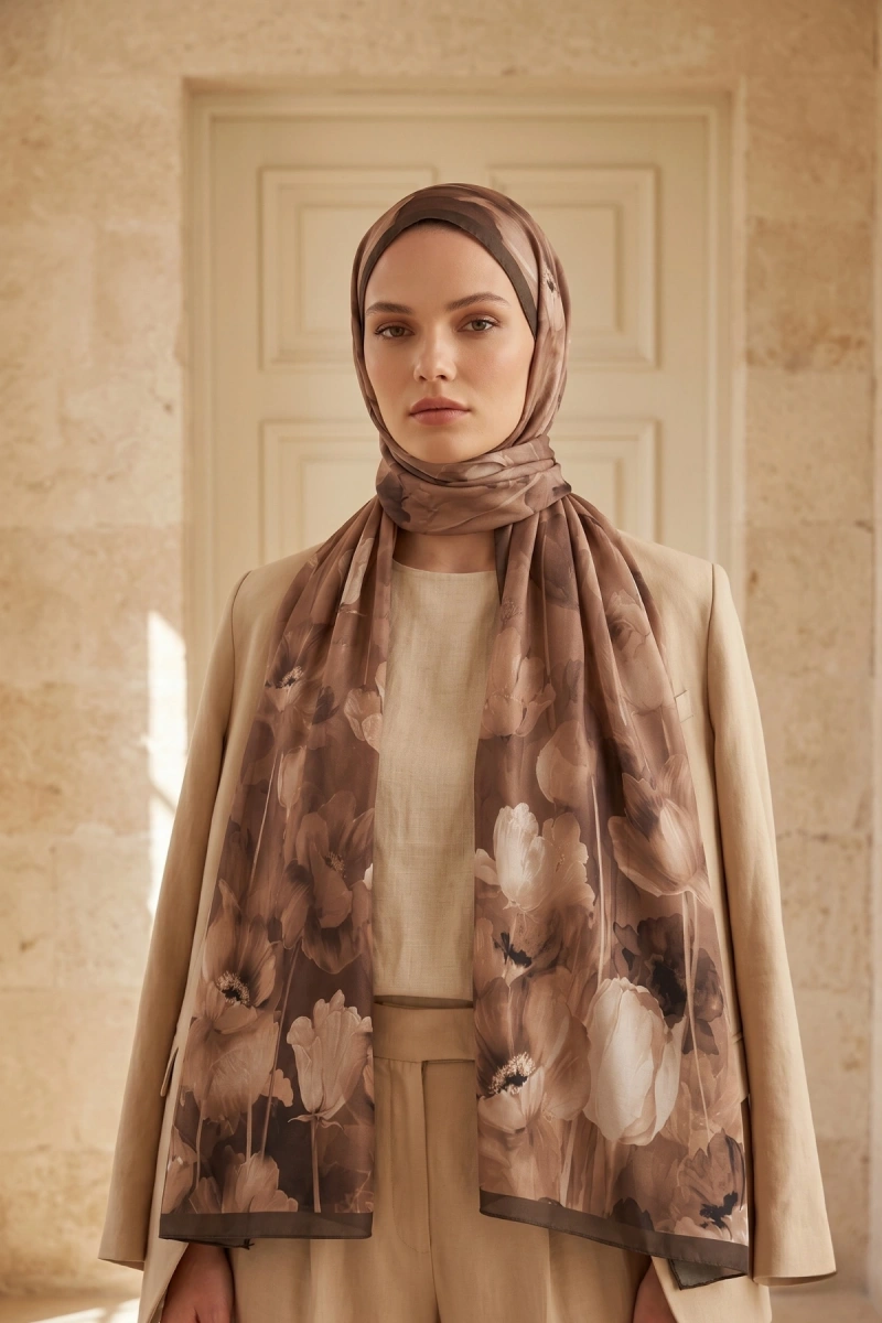 Spring Model Retro Desen Şal Lale - 15