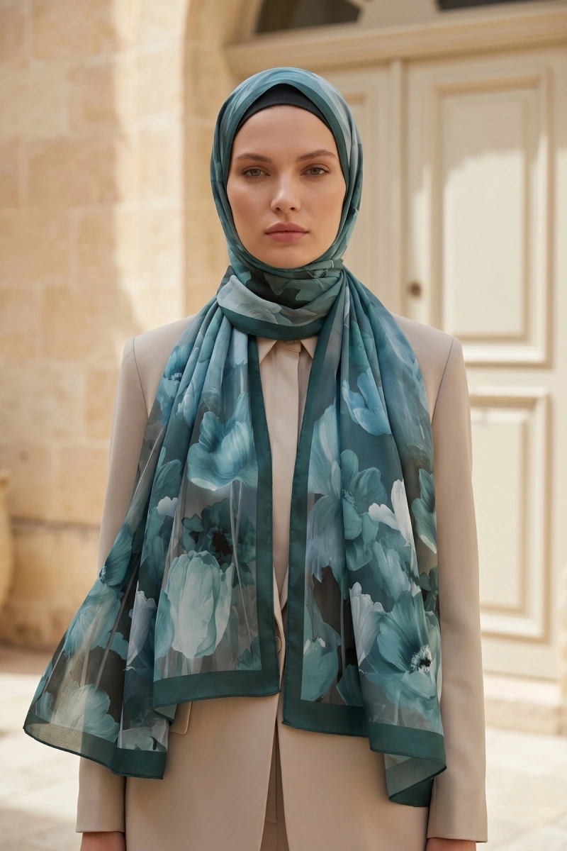 Spring Model Retro Desen Şal Lale - 18