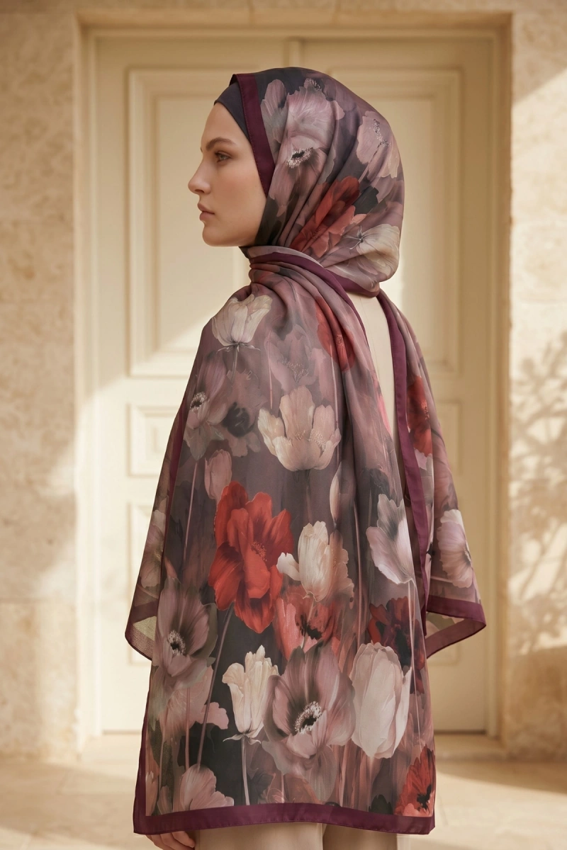 Spring Model Retro Desen Şal Lale - 20