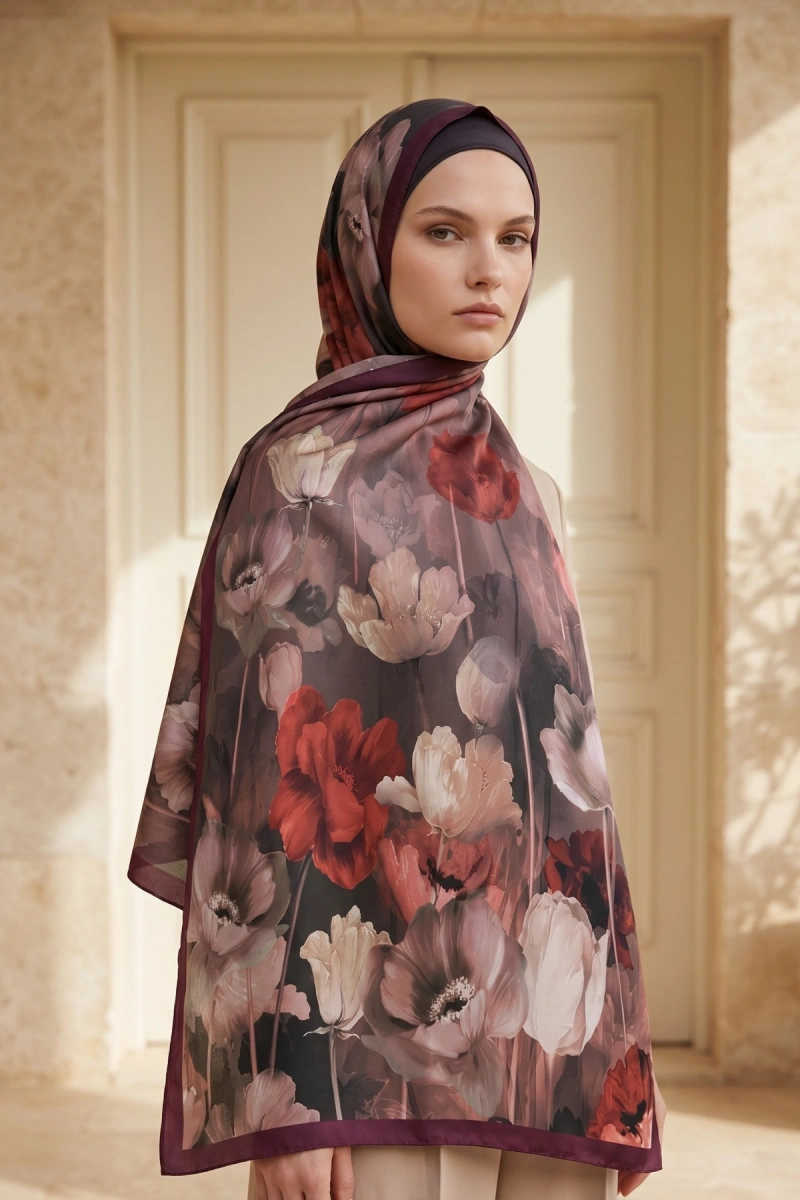 Spring Model Retro Desen Şal Lale - 20