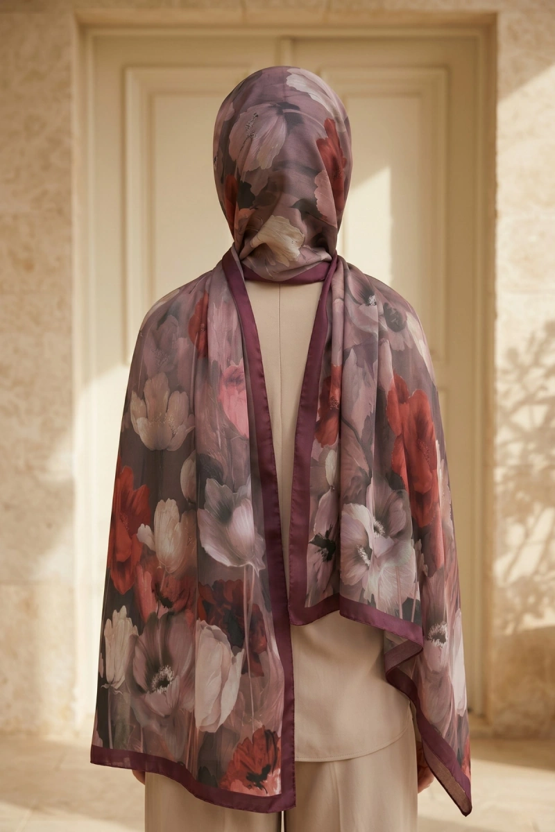 Spring Model Retro Desen Şal Lale - 20