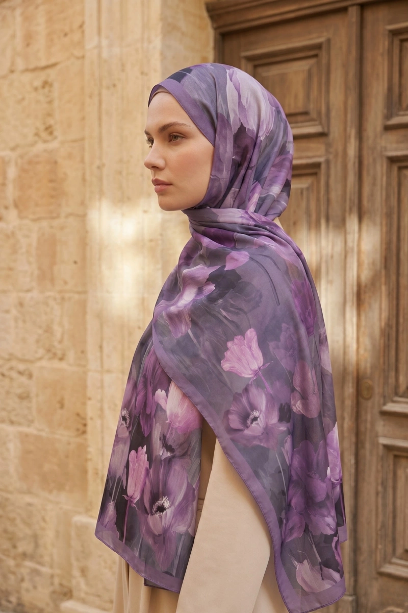 Spring Model Retro Desen Şal Lale - 21