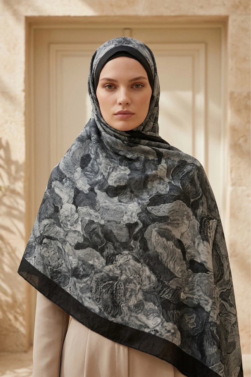 Fırça Desen Bambu Kraş Şal - 1