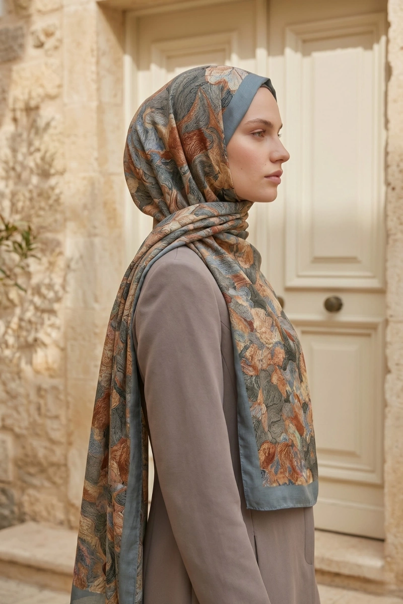 Fırça Desen Bambu Kraş Şal - 2