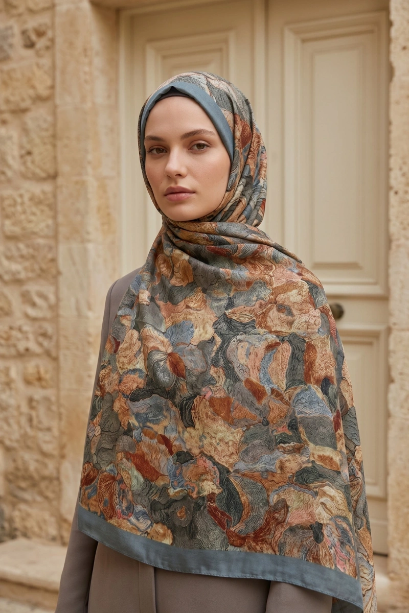 Fırça Desen Bambu Kraş Şal - 2