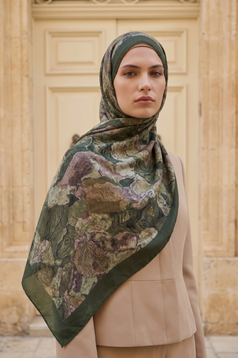 Fırça Desen Bambu Kraş Şal - 7