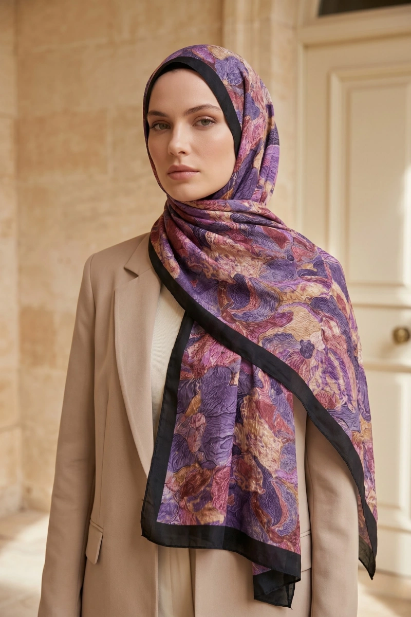 Fırça Desen Bambu Kraş Şal - 8